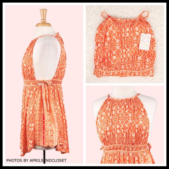 FREE PEOPLE BOHO TUNIC FLOWY MINI TANK DRESS A2C - Picture 6 of 16